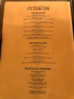 Ca L'arcadi menu