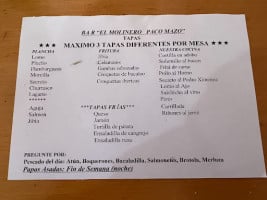 El Molinero Viejo menu