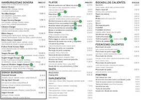 Sonora Sport Tavern menu