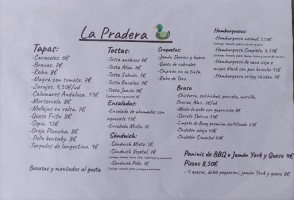 La Pradera menu