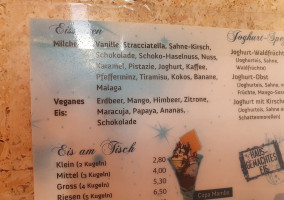 La Crema menu