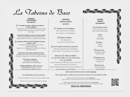 La Taberna de Baco menu