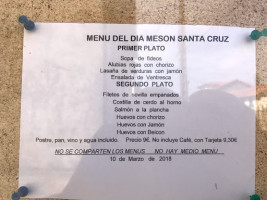 Meson Santa Cruz menu