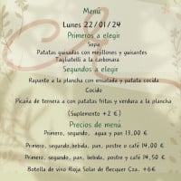 Casa Rivero menu