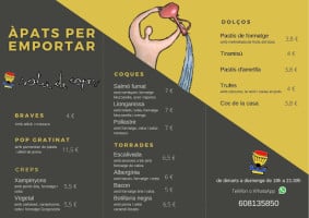 Sota De Copes menu