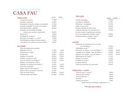 Casa Fau menu