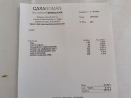 Casa Román menu