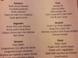 Restaurante Chino Nuevo Mundo menu