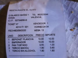 El Olivo menu