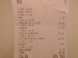 Casa María menu