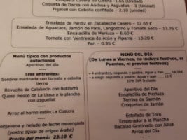 Casa la Abuela menu