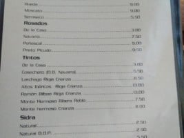 Sidreria Fonte Villoria menu