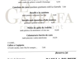 Castell De Rosanes La Garriga menu