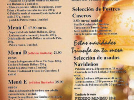 Los Zarzales menu