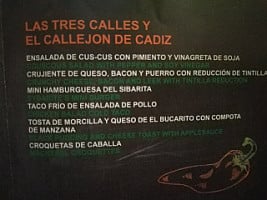 El Callejon De Cadiz menu