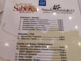 Saborea menu