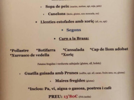 Bar Restaurant Pirineus menu