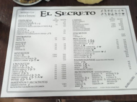 El Secreto menu