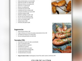 El Celler De La Cova menu