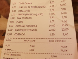 Casa Carreno menu