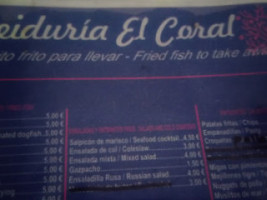 Freiduria El Coral menu