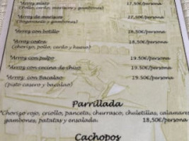 Venta Mirador Del Porma menu