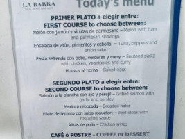 La Barra Del Mar Menor menu