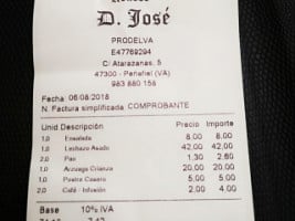 Asados Don Jose menu