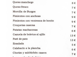 Pozo De Las Paredes menu