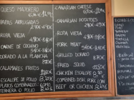 Piedra Playa menu