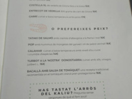 Kaliurestaurant menu