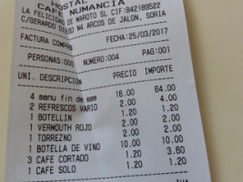 Numancia menu