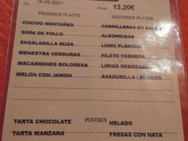 Casa Paulino menu