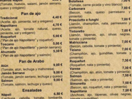 Pizzeria Napoli menu