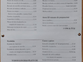 Casa Los Tiros Sotopalcios menu