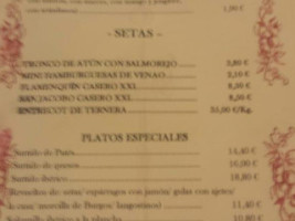 Agredano menu