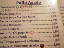 Asador Las Delicias menu