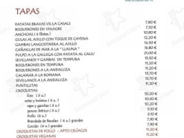 Vila Casals menu