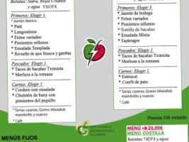 Tximista Sagardotegia menu