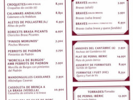 Celler De Montgat menu