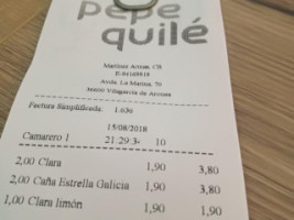 Pepe Quile menu