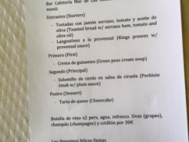 Mar De Las Calmas menu