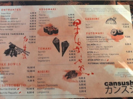 Cansushi menu