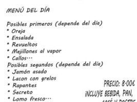 Asador Cabo De Hornos menu