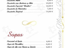 Miguel Benitez menu