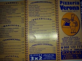 Verona Pizzeria Pobla Farnals menu