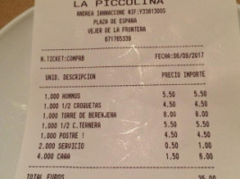 La Piccolina menu