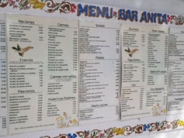 Restaurante Bar Anita menu