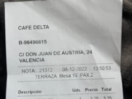 Delta Cafes menu