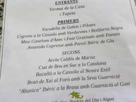 Casa Font De L'alzina menu